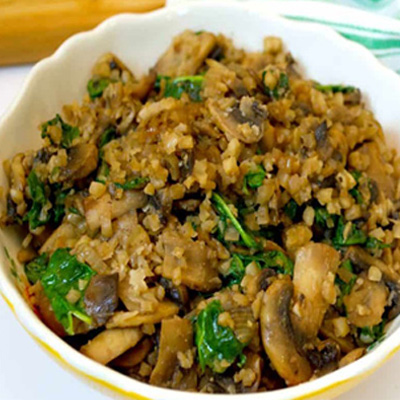 Mushroom and Spinach with Cauli Rice Recipe Mushroom and Spinach with Cauli Rice Recipe